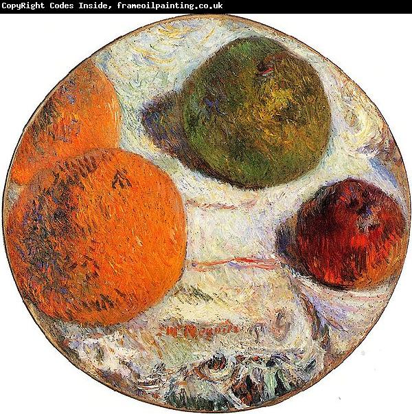 Paul Gauguin Tambourin decore des fruits